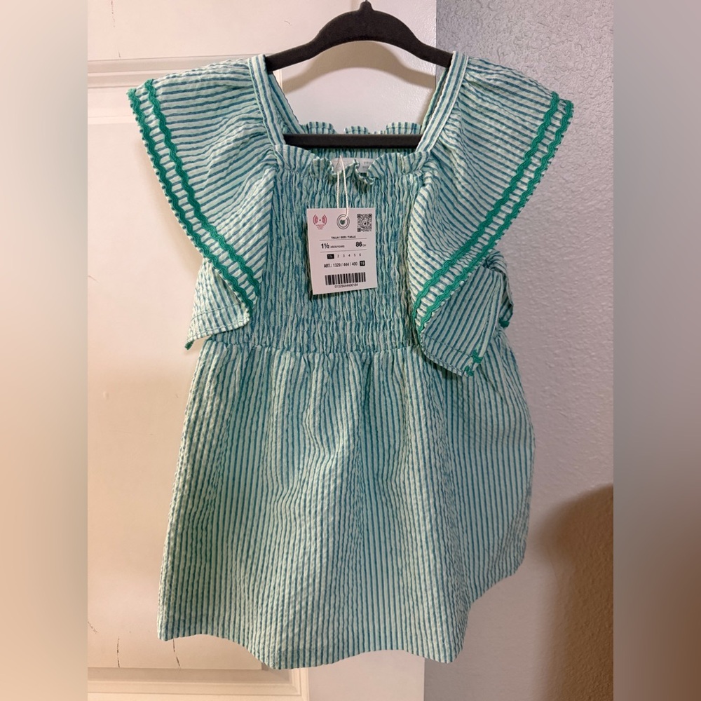 NWT Striped Teal Zara Toddler Dress (Size 1 1/2)